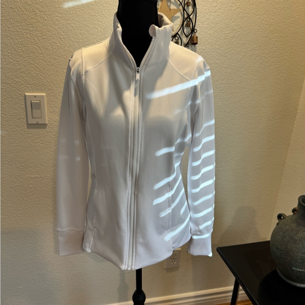 Elegant High-Neck White Utility Jacket